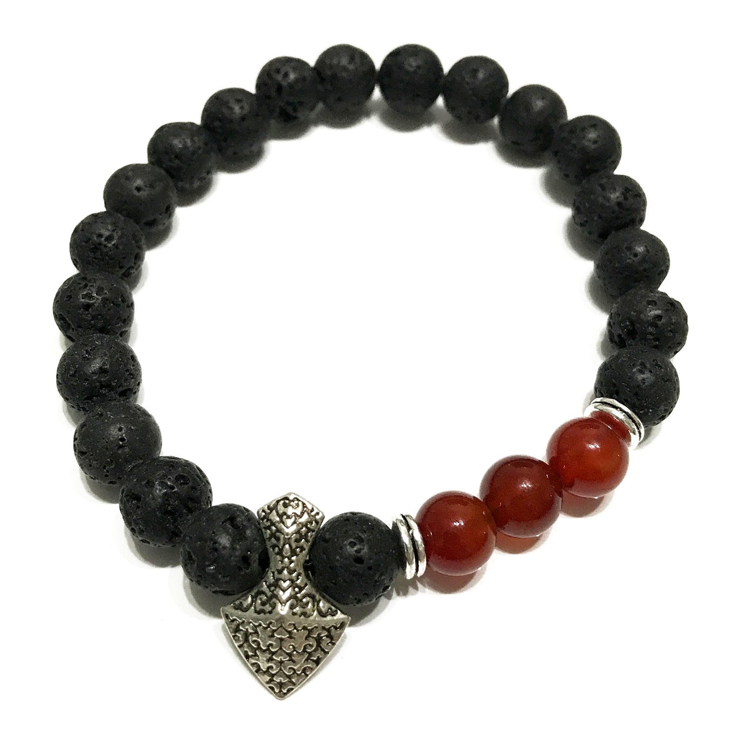 Lava Stone Diffuser Bracelet - Axe-head Carnelian