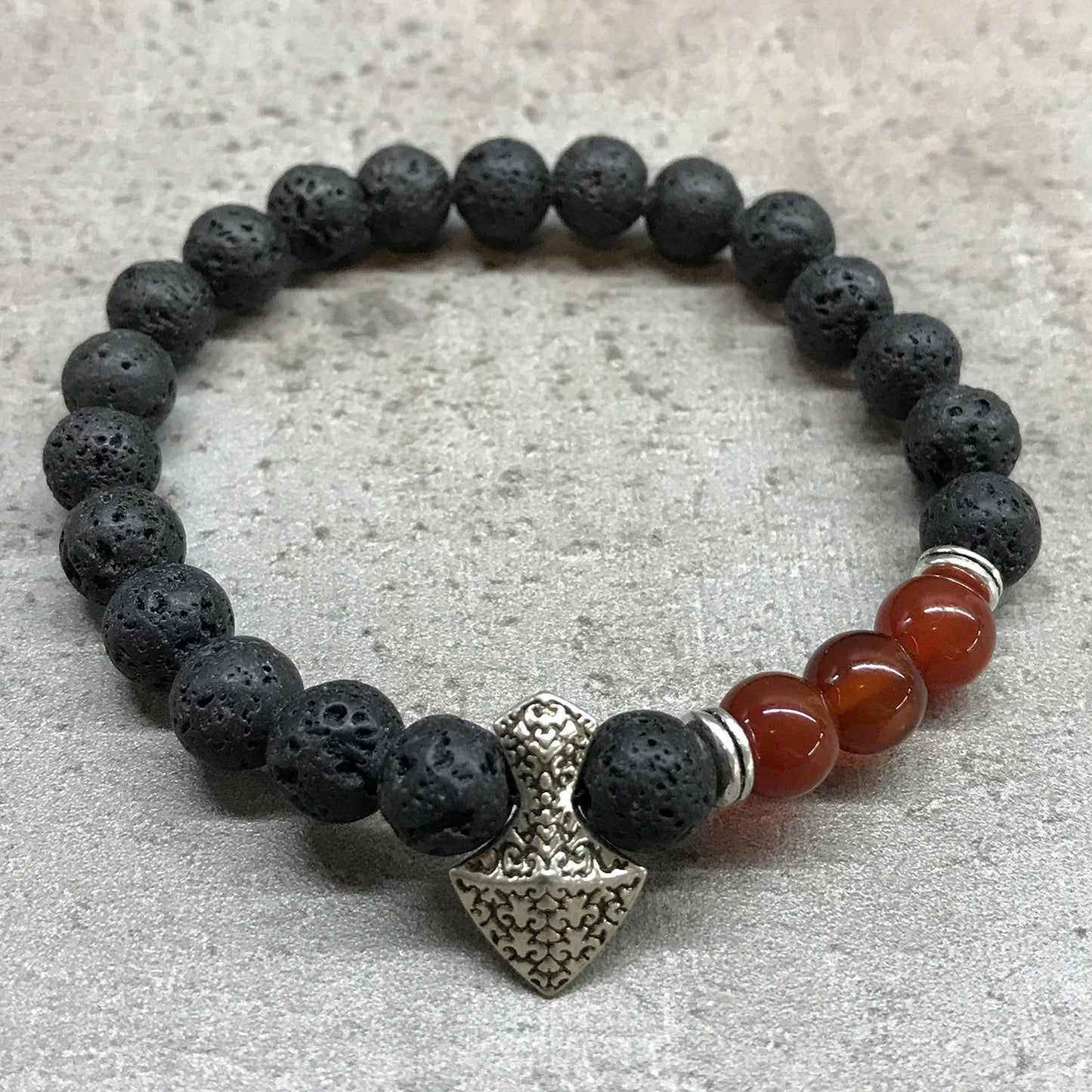 Lava Stone Diffuser Bracelet - Axe-head Carnelian