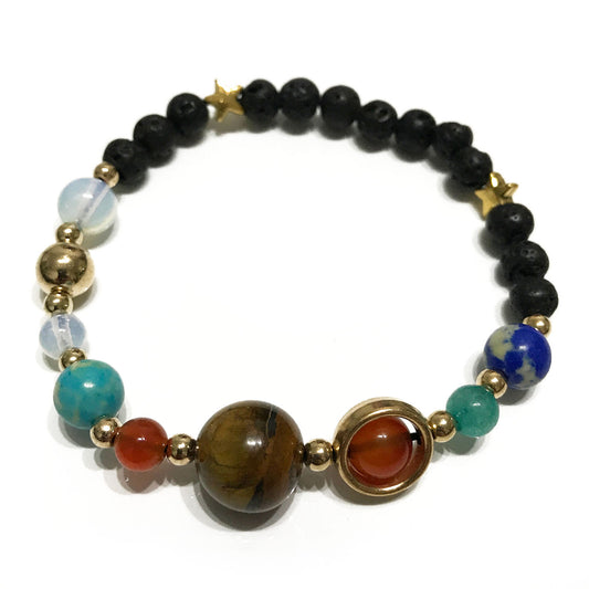 Lava Stone Diffuser Bracelet - Gold Solar System