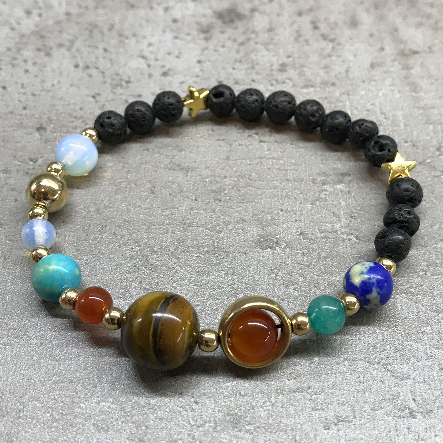 Lava Stone Diffuser Bracelet - Gold Solar System