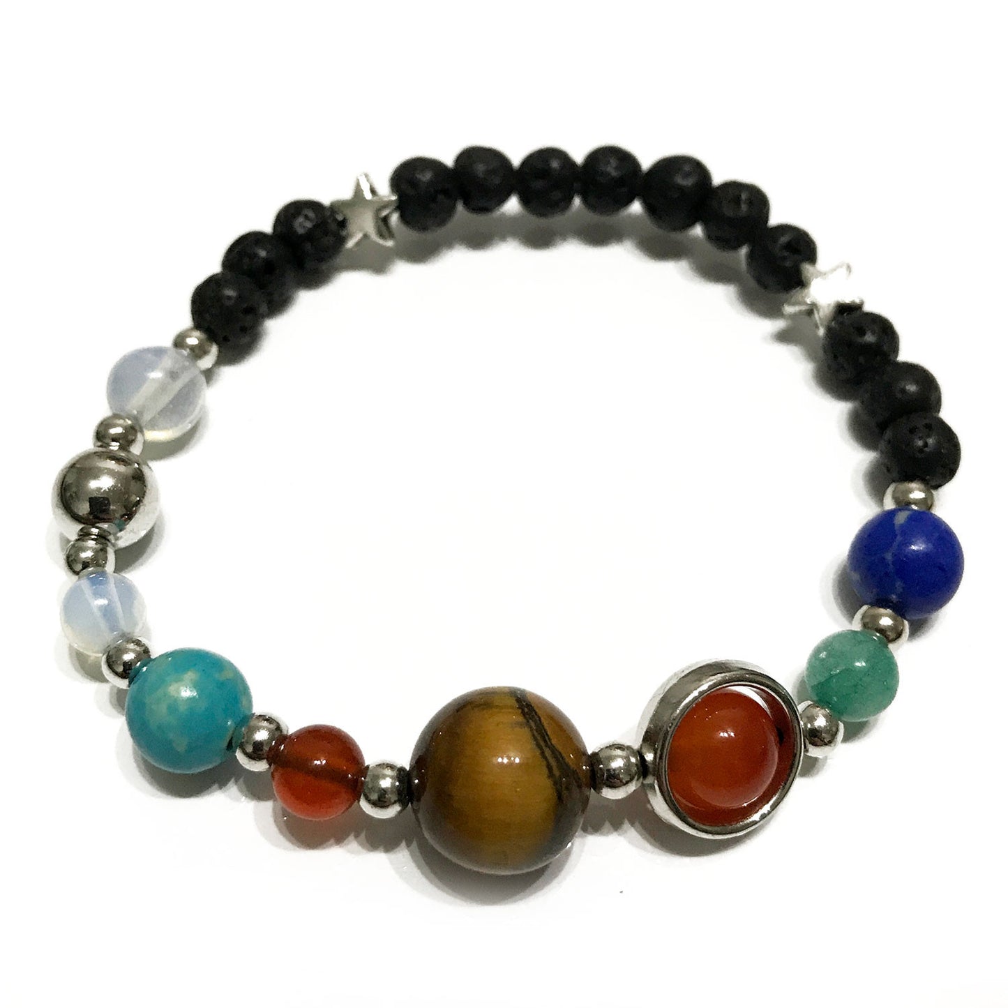 Lava Stone Diffuser Bracelet - Silver Solar System