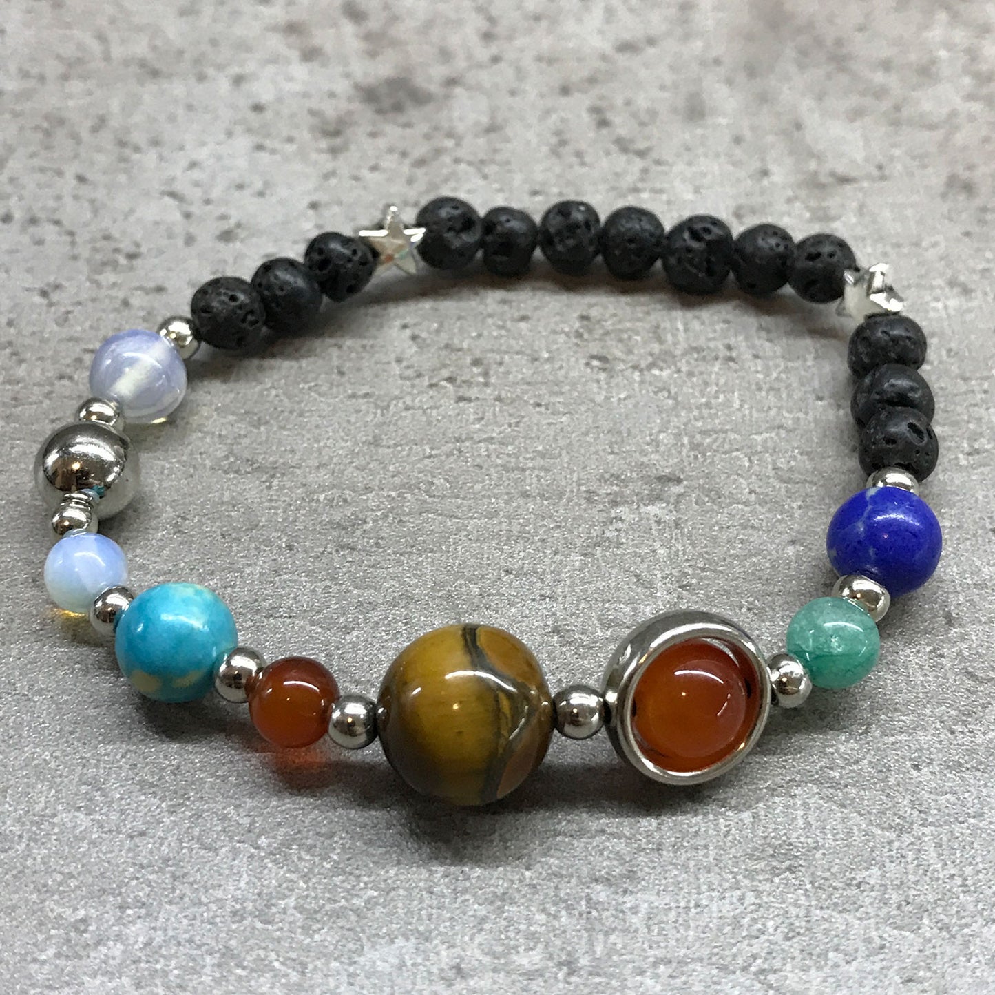 Lava Stone Diffuser Bracelet - Silver Solar System