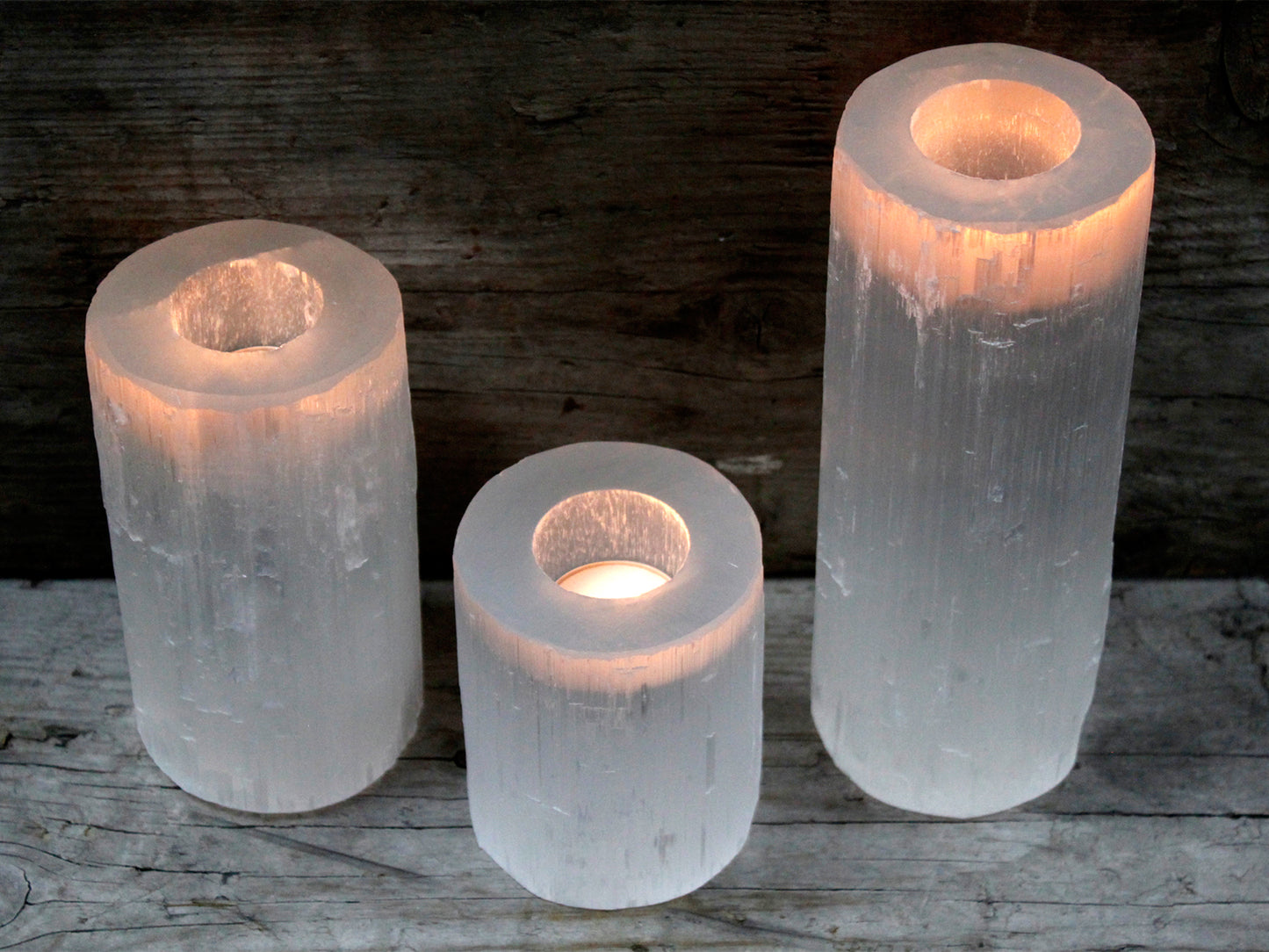 Selenite Cylinder Candle Holder - 15 cm