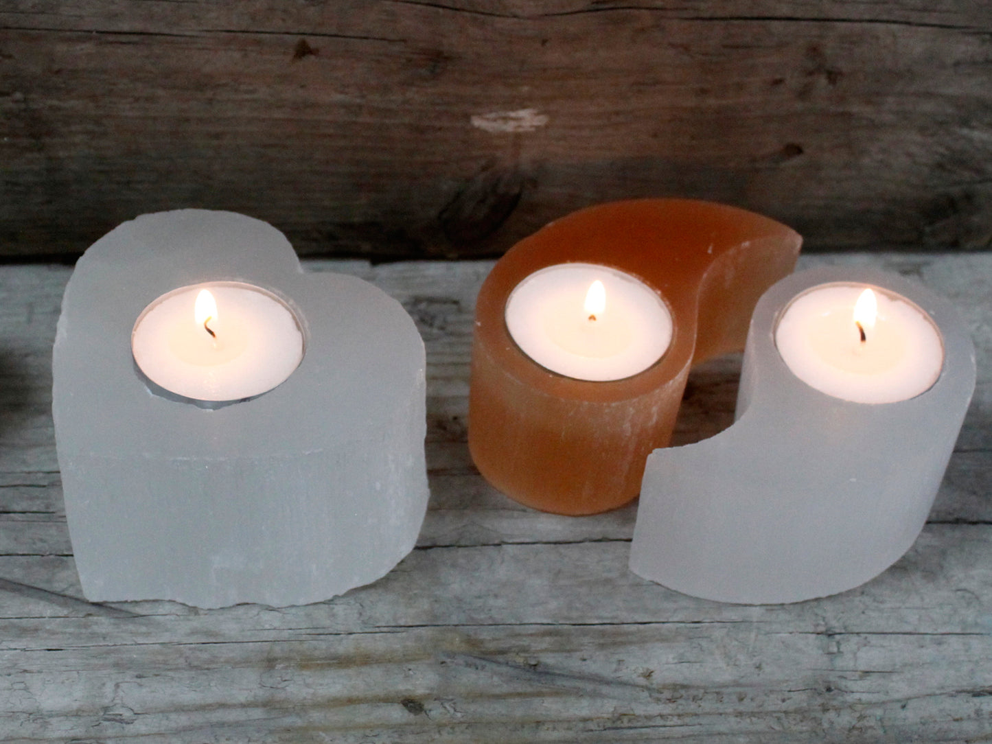 Selenite Ying Yang Candle Holder