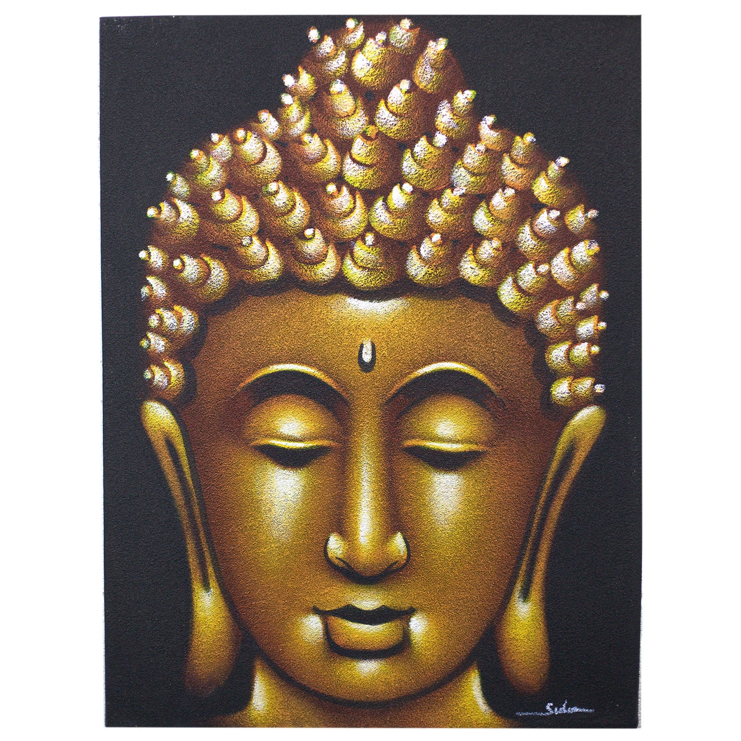 Buddha Painting - Gold Sand Finish