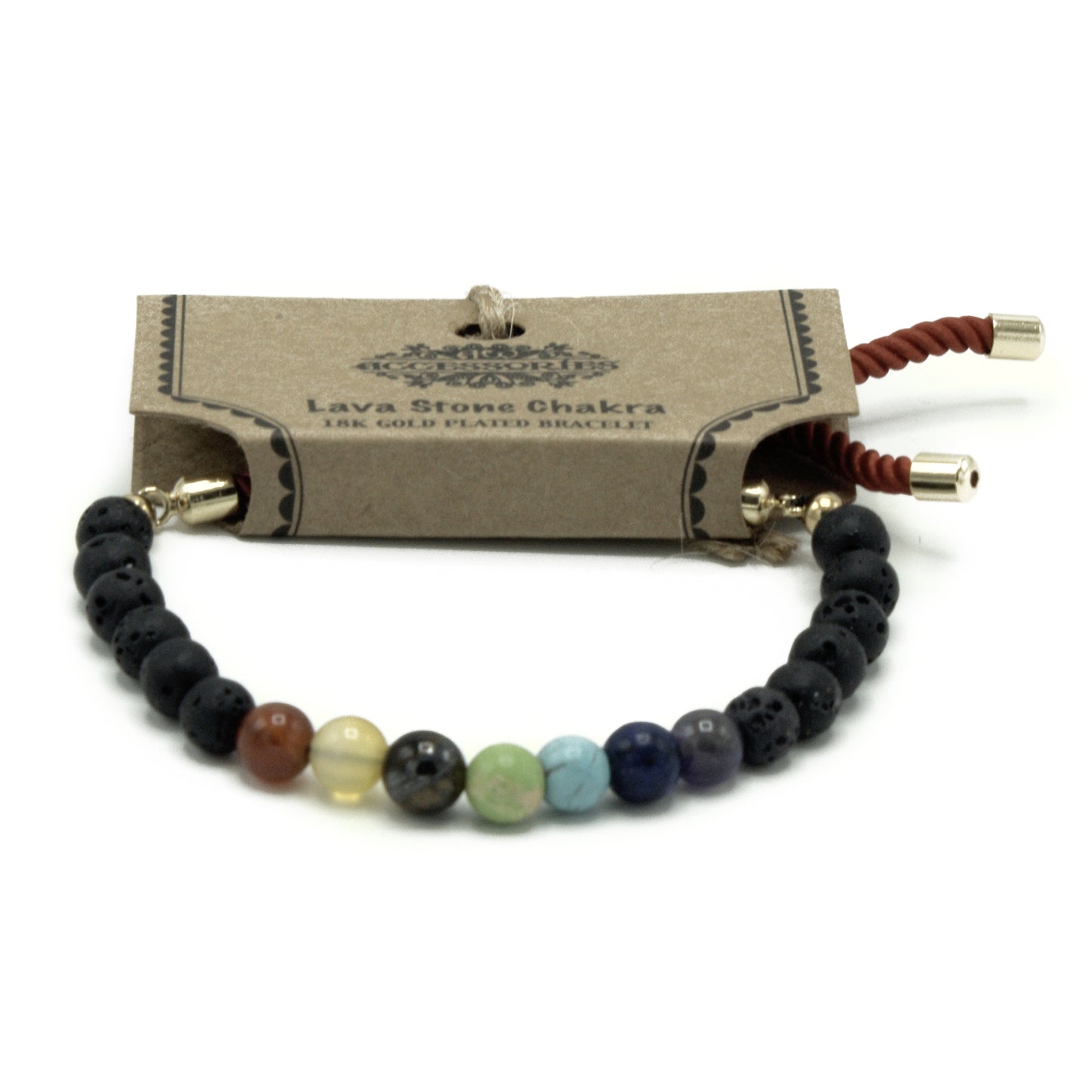 18K Gold Plated Gemstone Royal String Bracelet - Lava Stone Chakra