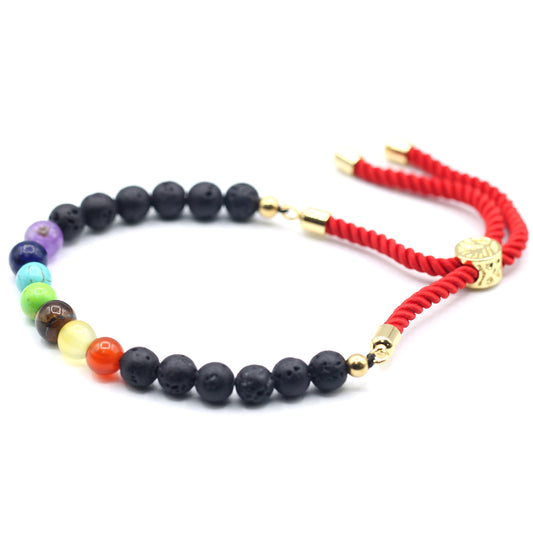 18K Gold Plated Gemstone Royal String Bracelet - Lava Stone Chakra