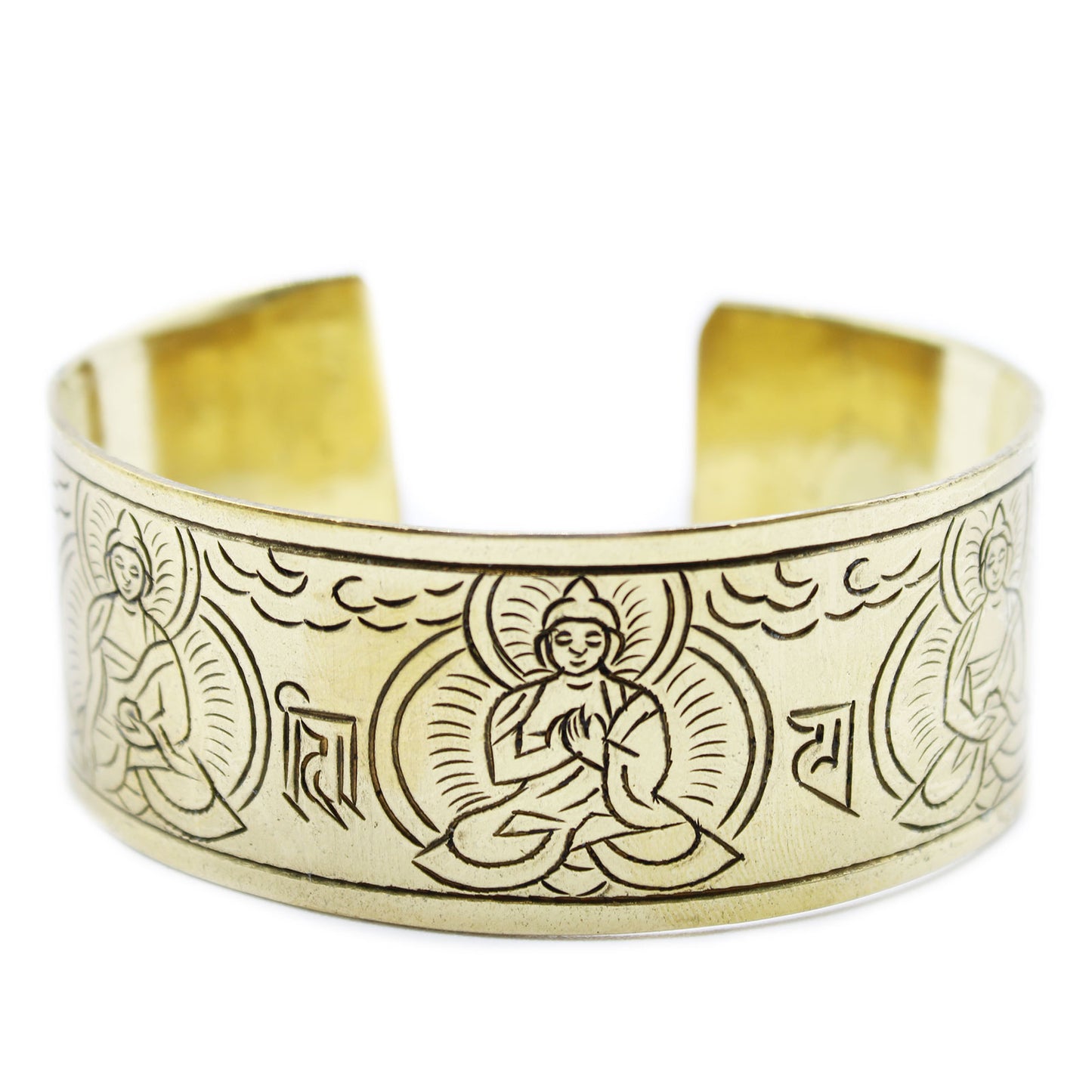 Brass Tibetan Bangle - Five Buddha