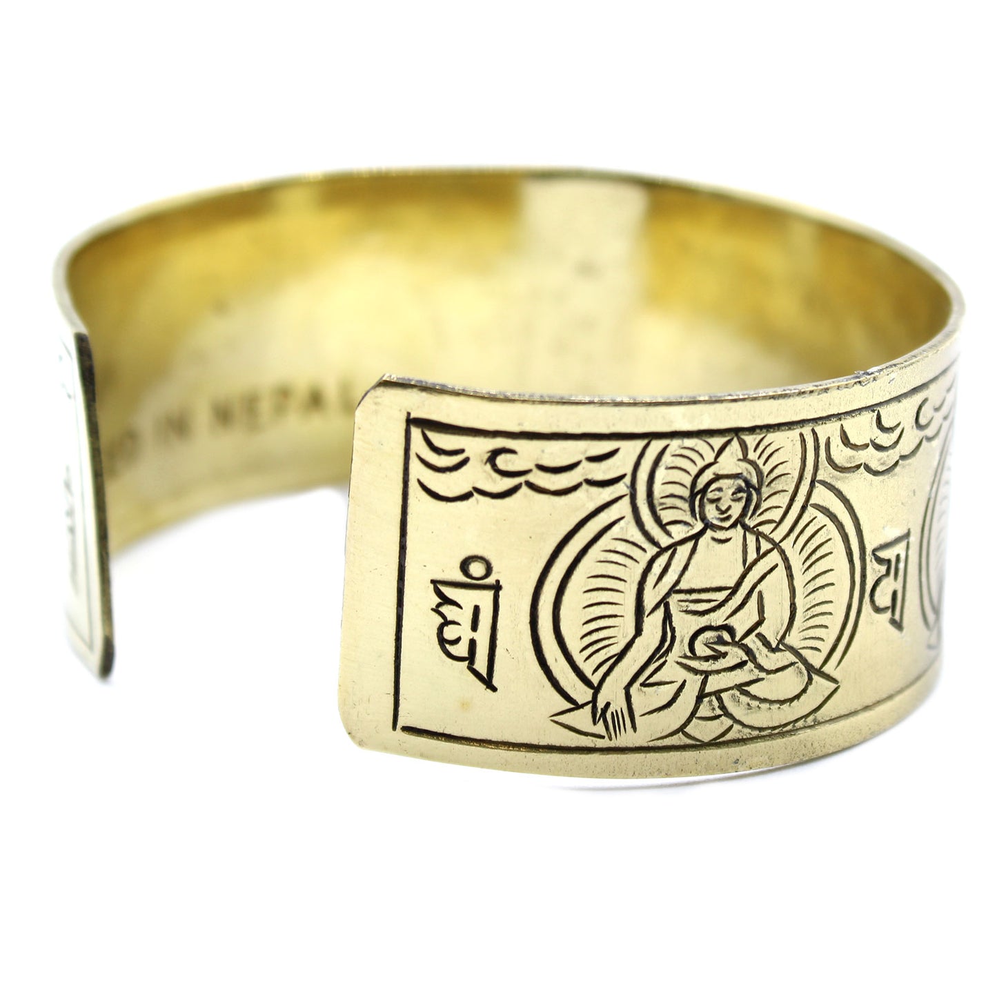 Brass Tibetan Bangle - Five Buddha