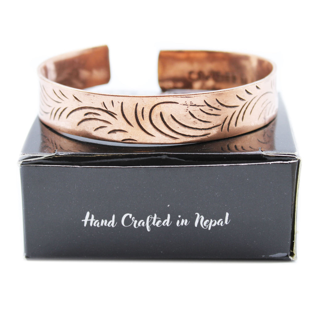 Copper Tibetan Bangle - Wide Tribal Swirls