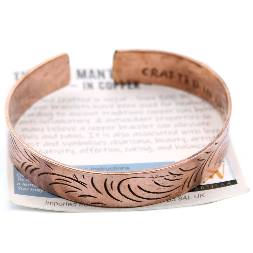 Copper Tibetan Bangle - Wide Tribal Swirls
