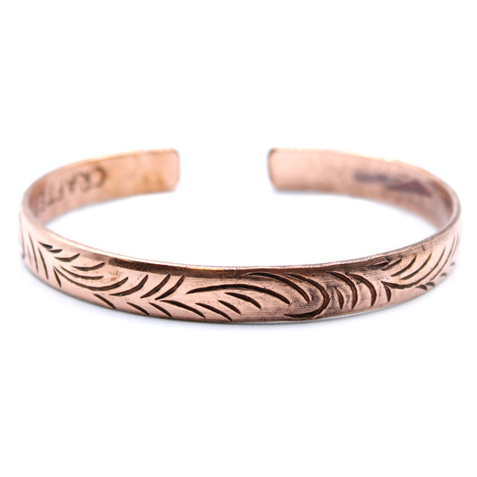 Copper Tibetan Bangle - Slim Tribal  Swirls