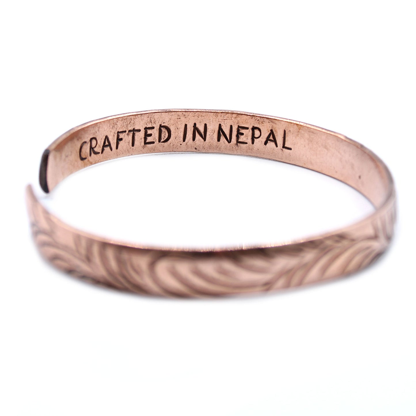 Copper Tibetan Bangle - Slim Tribal  Swirls