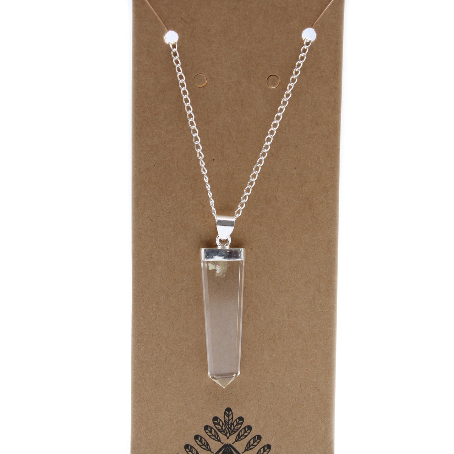 Flat Pencil Gemstone Pendant - Clear Quartz