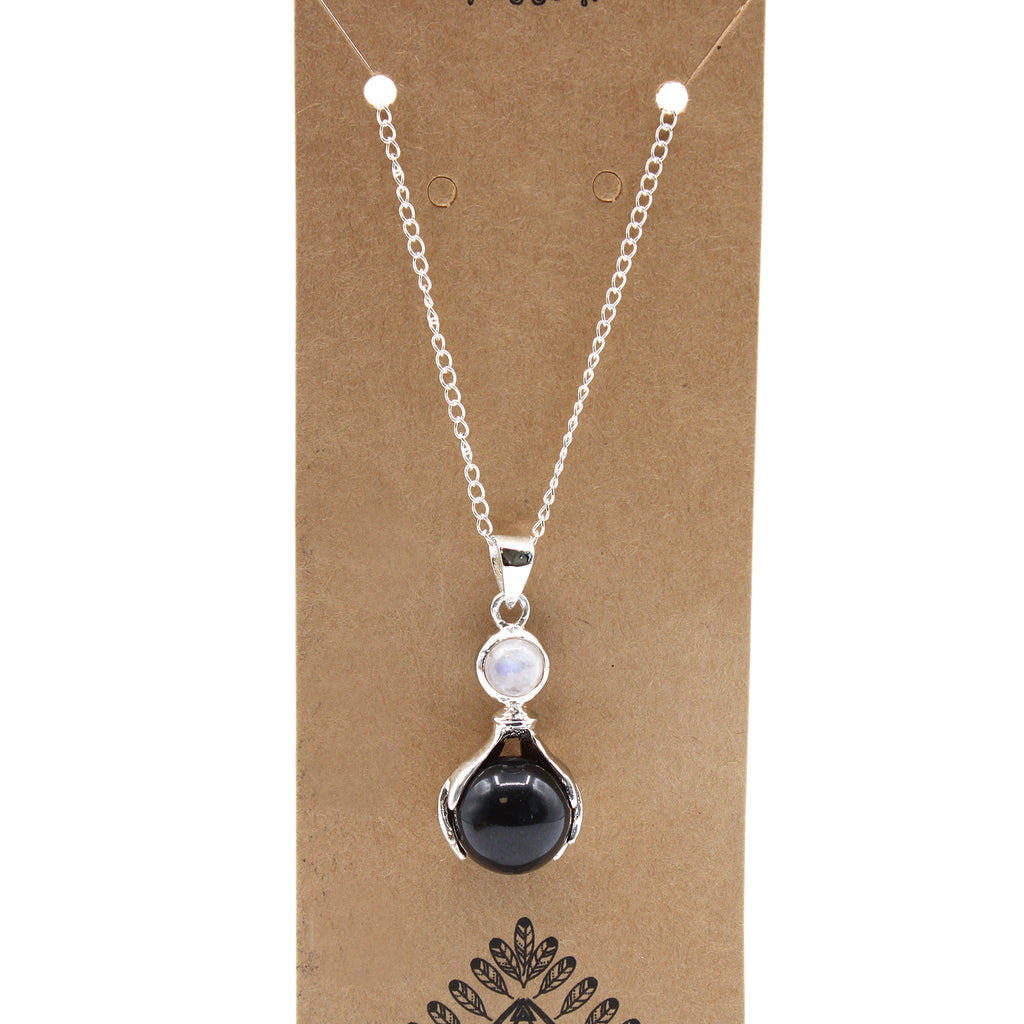 Healing Hands Gemstone Pendant - Black Agate