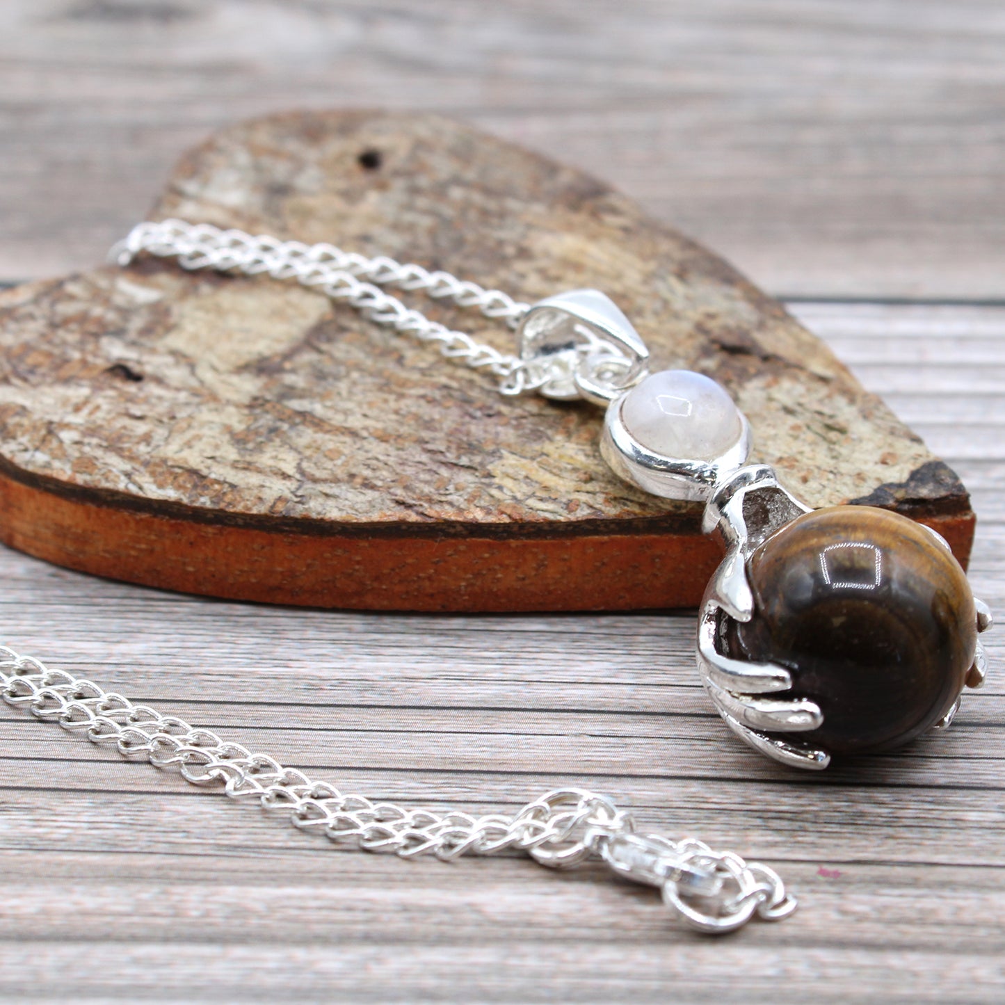 Hands Gemstone Pendant - Tiger Eye