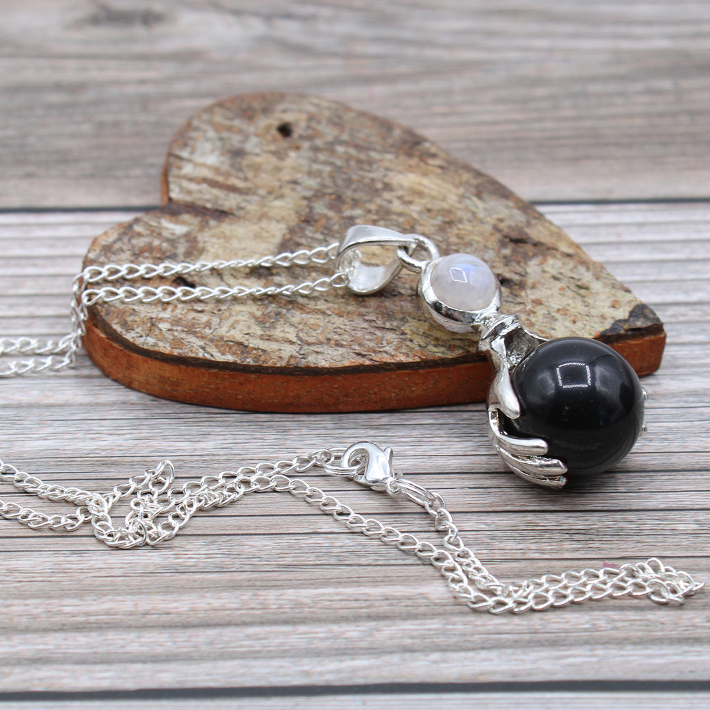 Healing Hands Gemstone Pendant - Black Agate