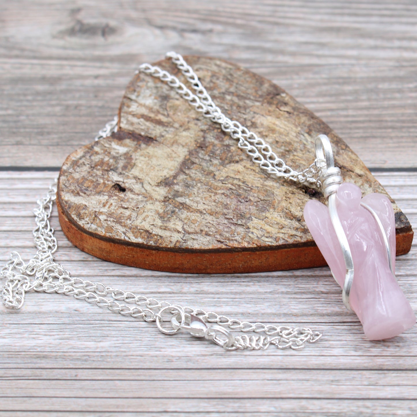 Guardian Angel Gemstone Pendant - Rose Quartz