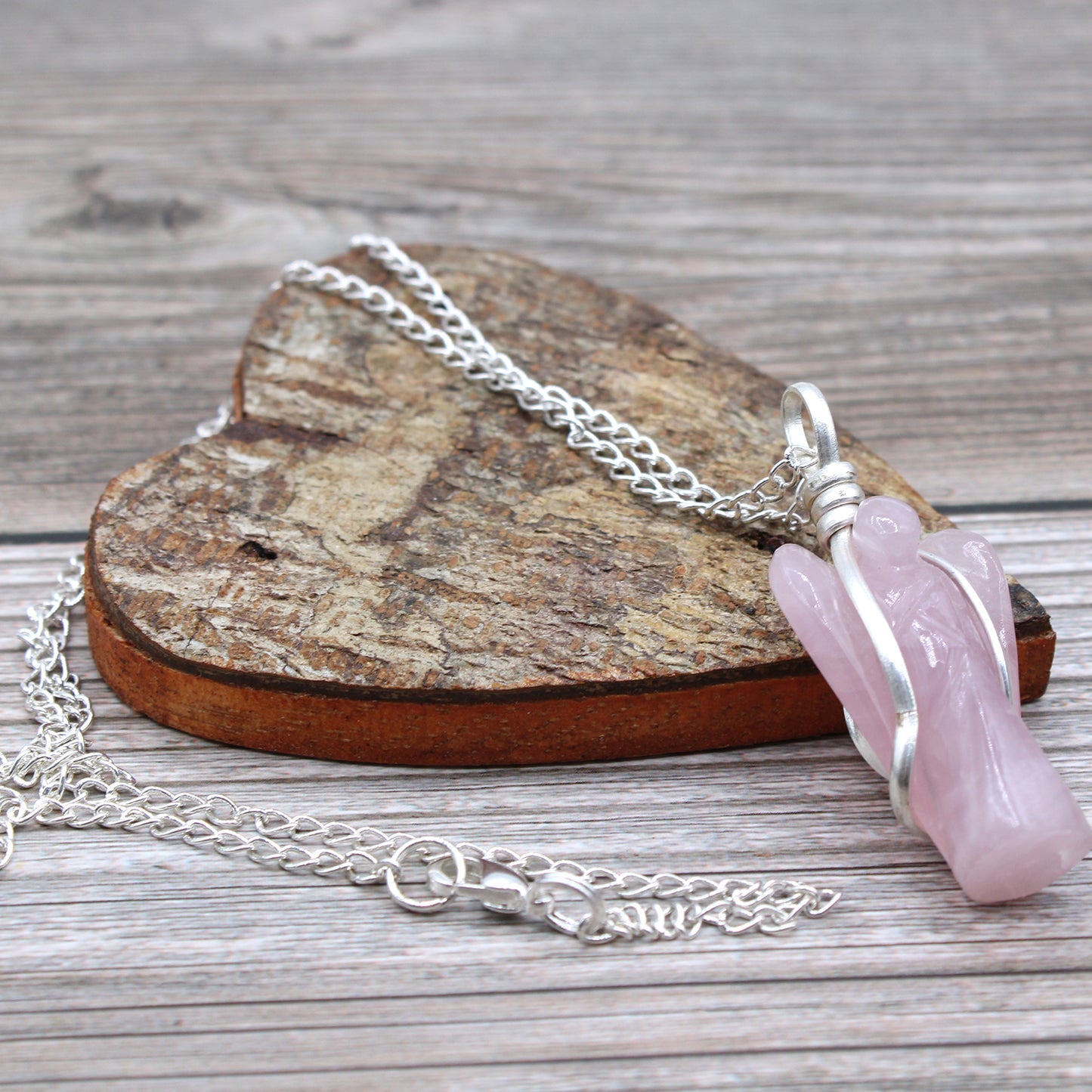 Guardian Angel Gemstone Pendant - Rose Quartz