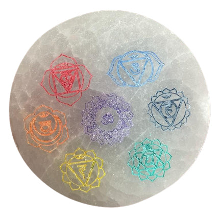 Small Charging Plate 8cm - Chakra Design - With Colour