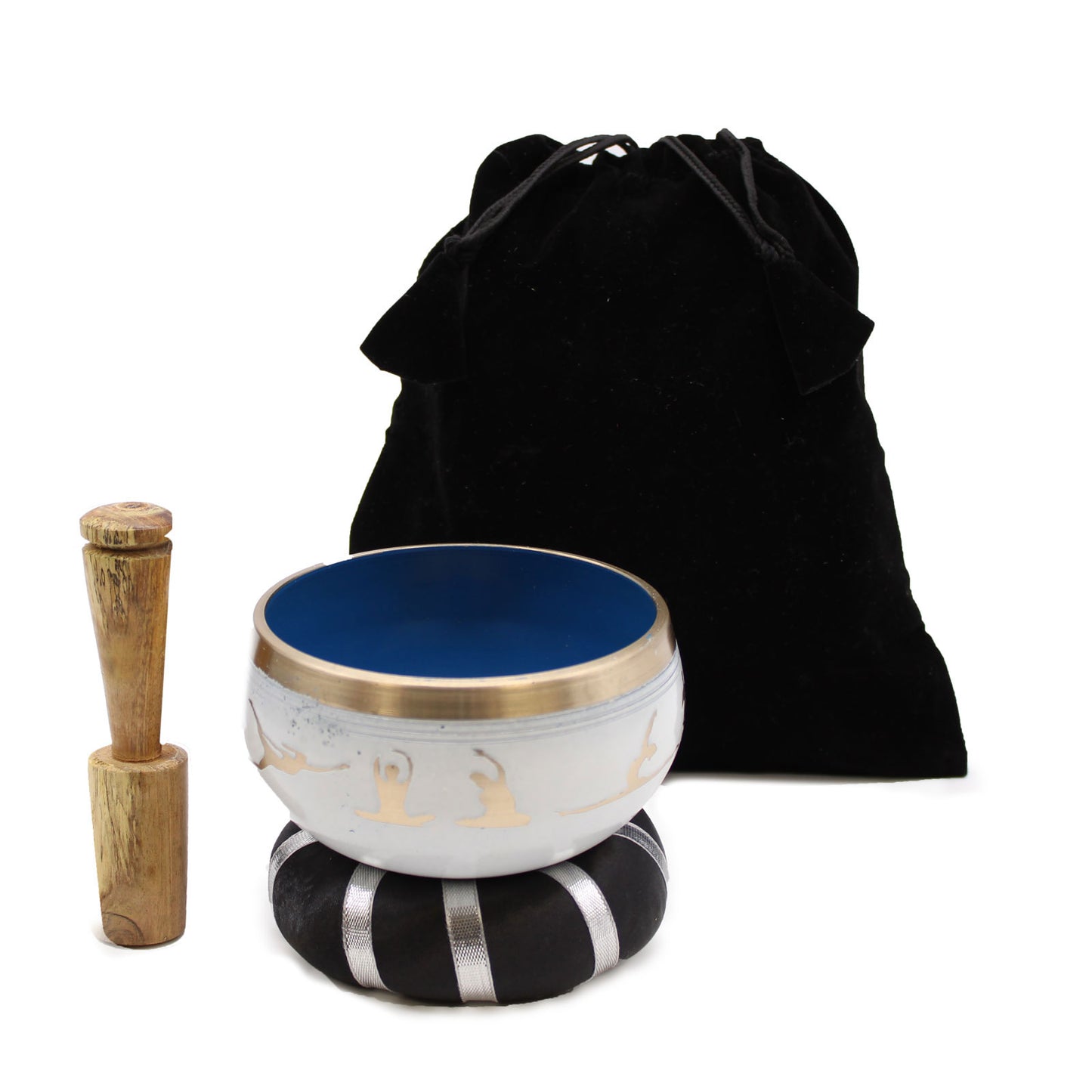 Yoga Moves Singing Bowl Set - White/Blue 10.7cm