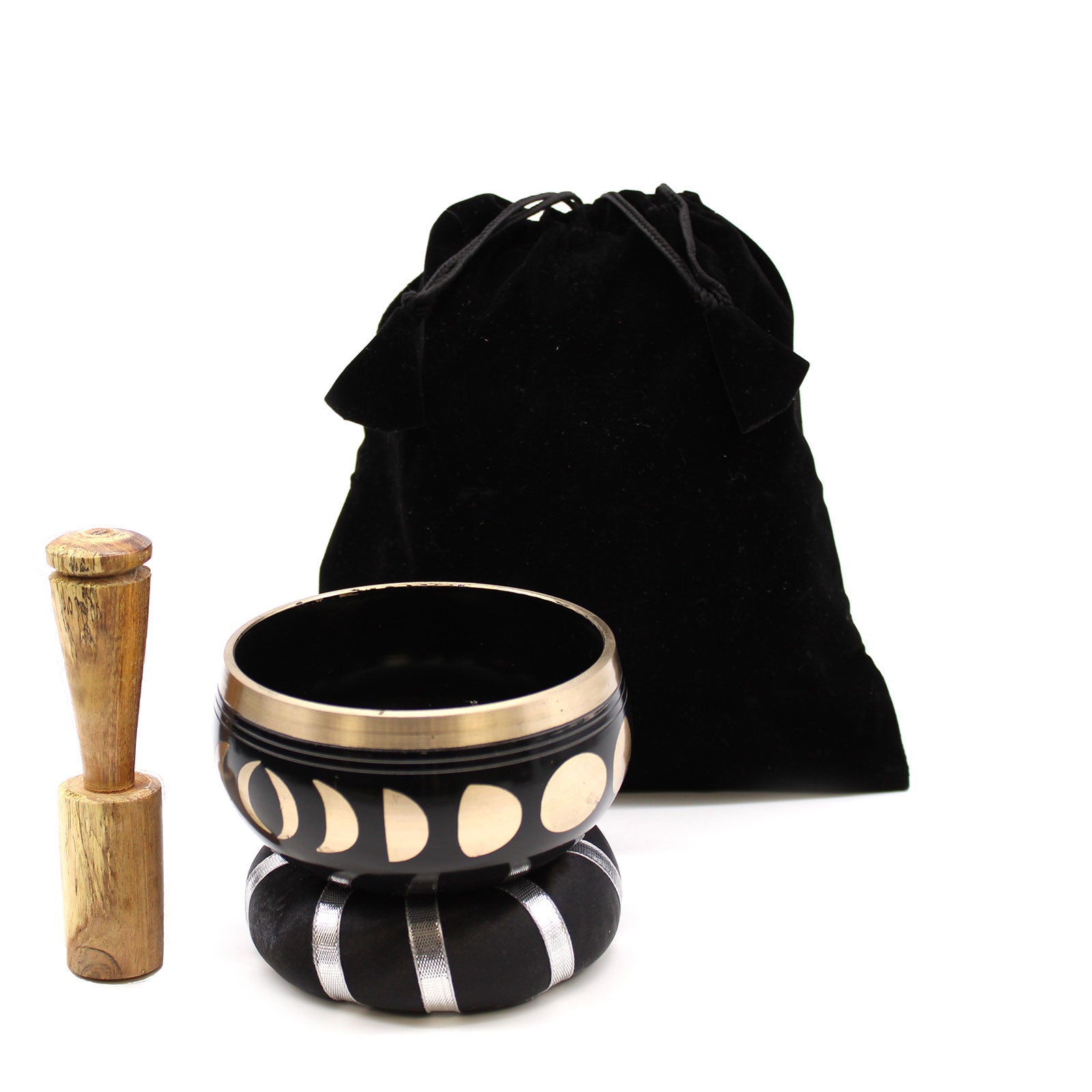 Moon Phase Singing Bowl Set - Black 10.7cm