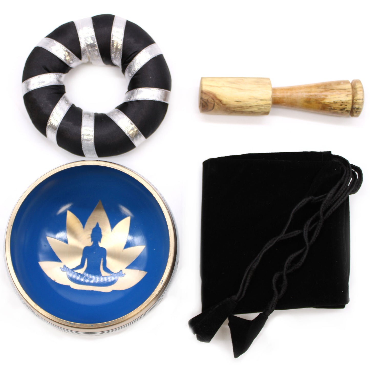 Yoga Moves Singing Bowl Set - White/Blue 10.7cm