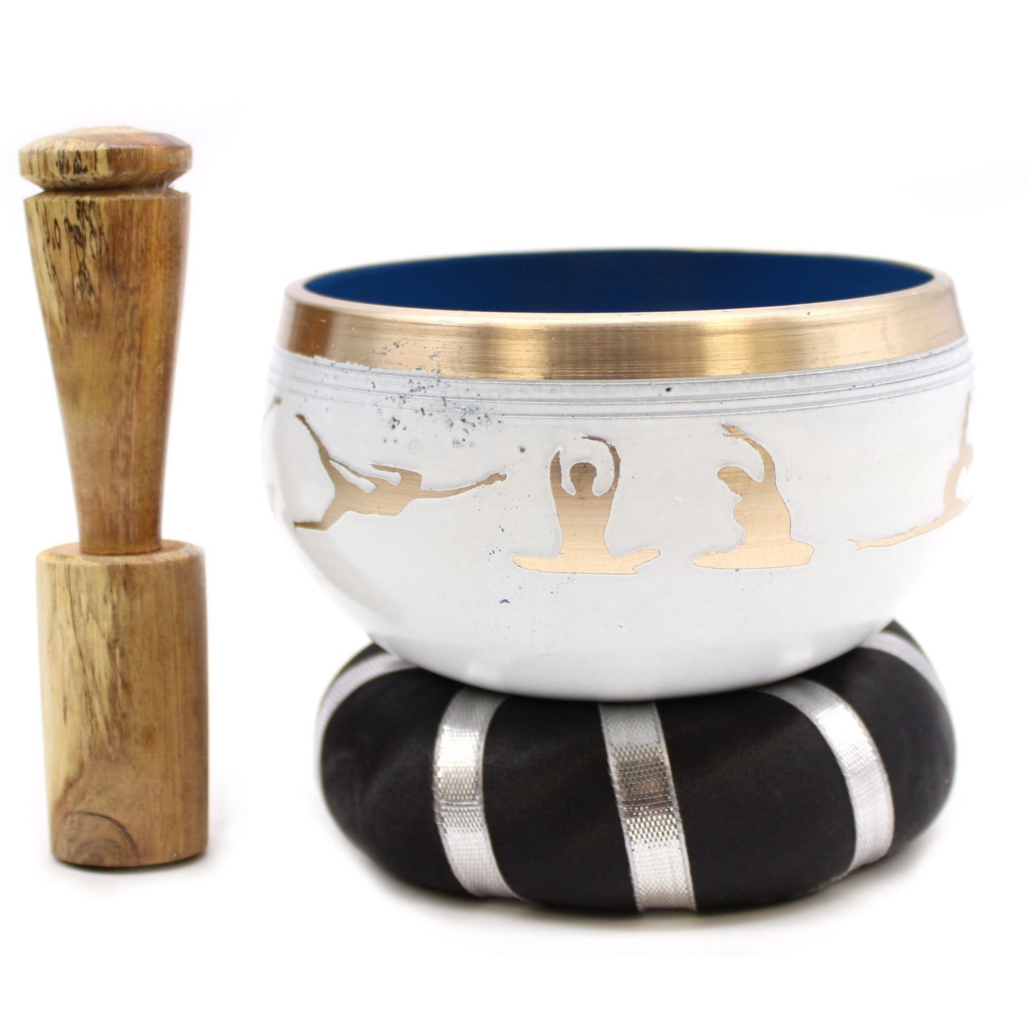 Yoga Moves Singing Bowl Set - White/Blue 10.7cm