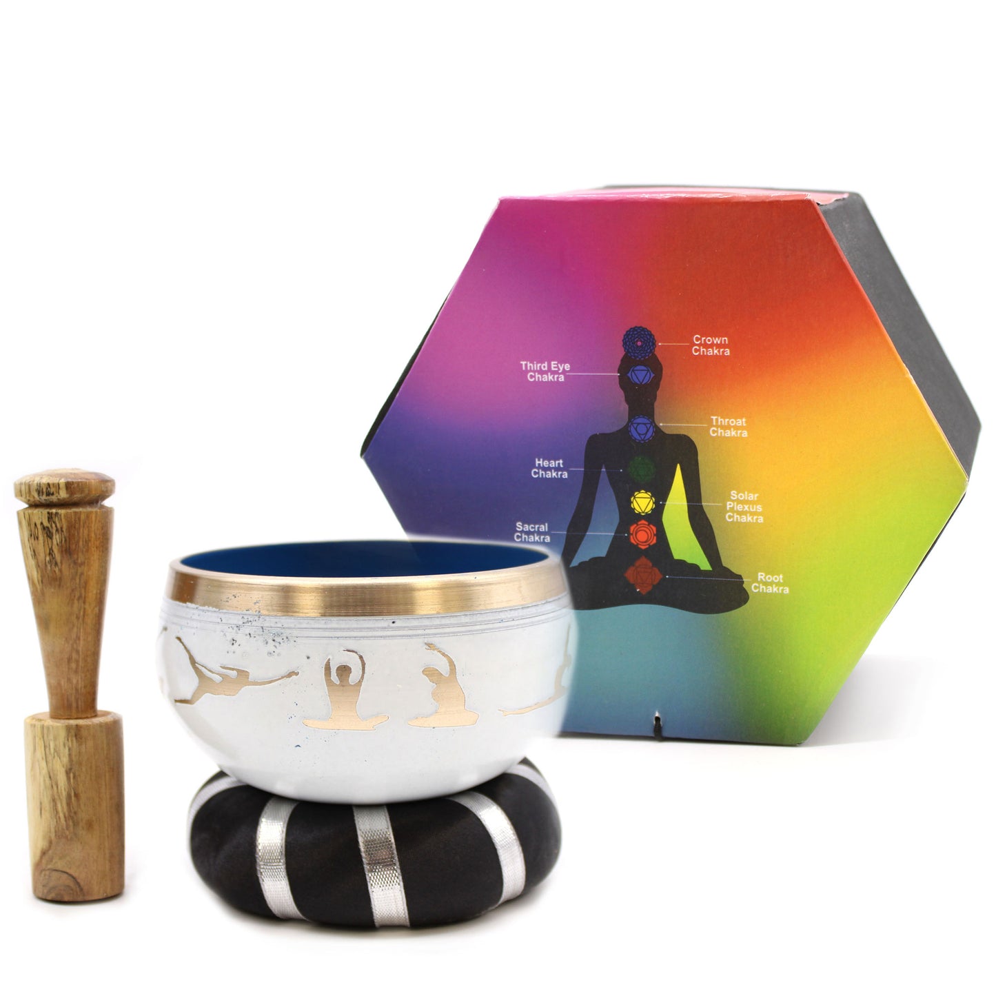 Yoga Moves Singing Bowl Set - White/Blue 10.7cm