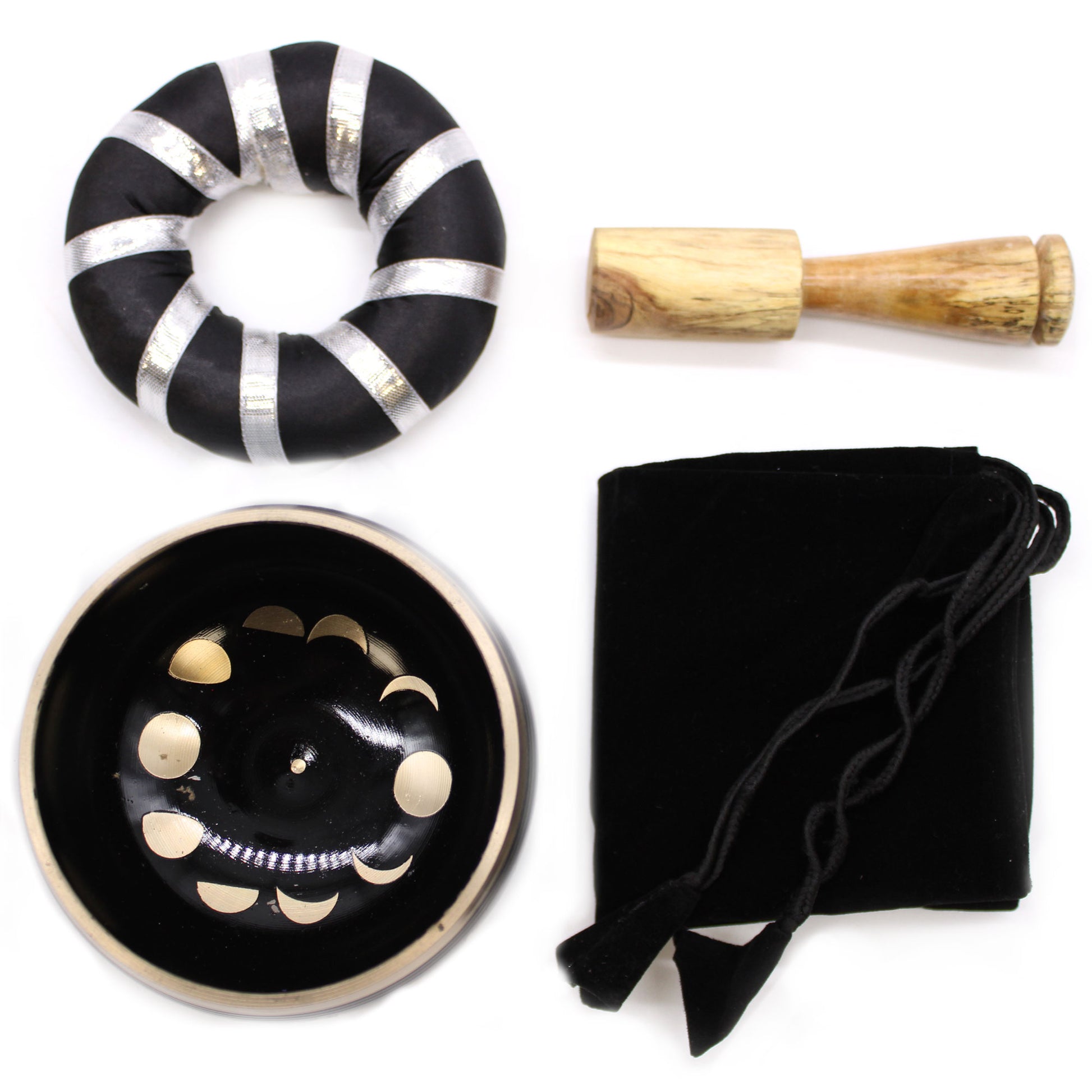 Moon Phase Singing Bowl Set - Black 10.7cm