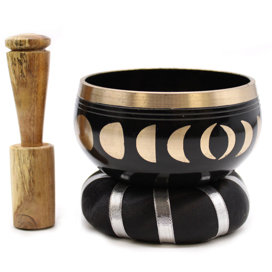 Moon Phase Singing Bowl Set - Black 10.7cm