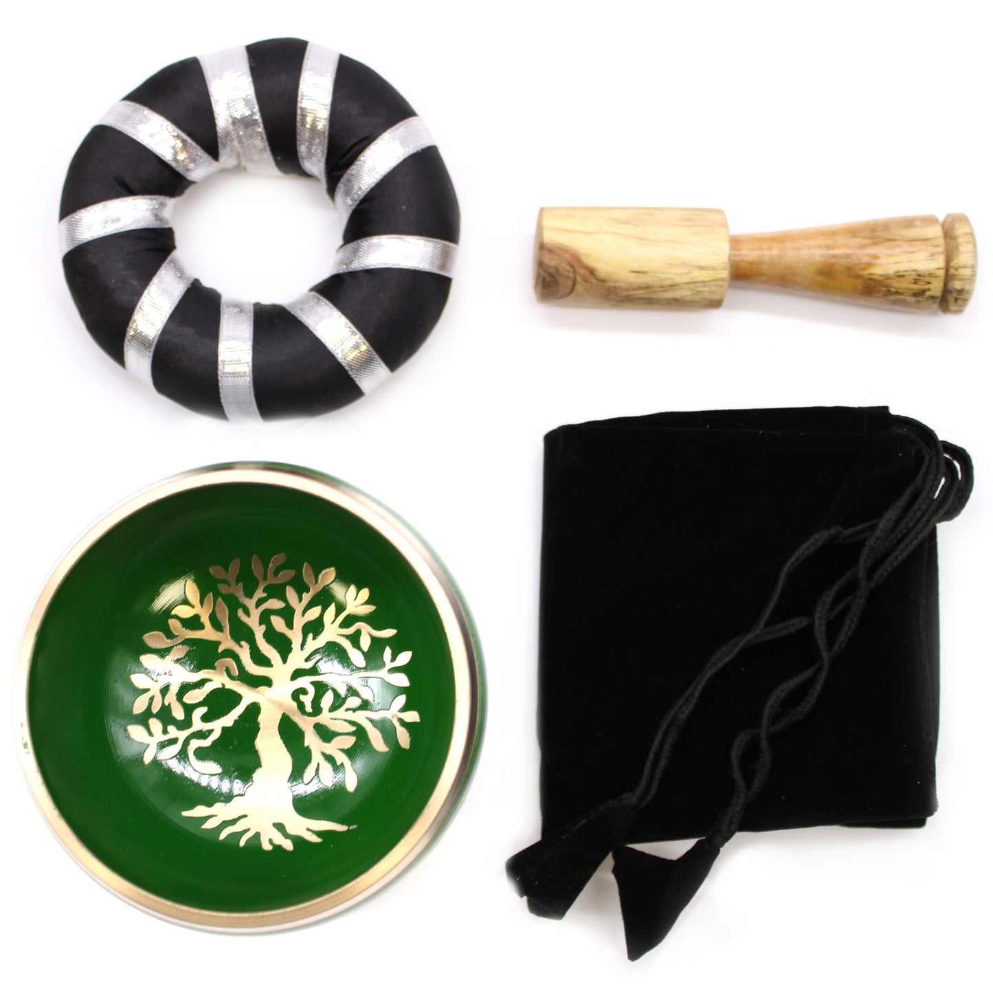 Tree of Life Singing Bowl Set - Green 10.7cm