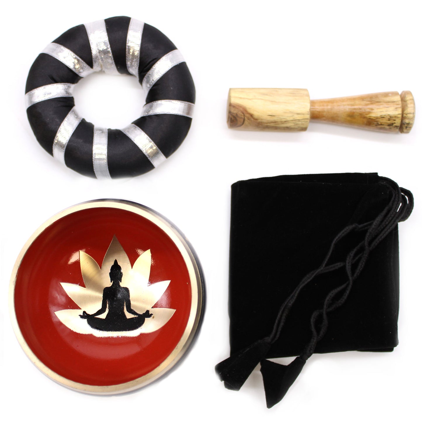 Buddha Singing Bowl Set - Black/Orange 10.7cm