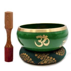 Large Tree of Life Singing Bowl Set - Green 14cm