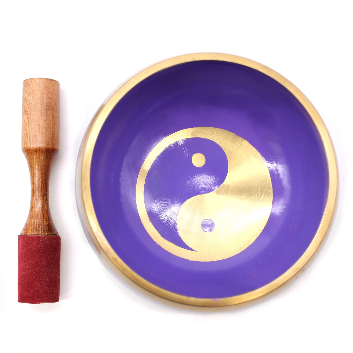 Large Yin & Yang Singing Bowl Set - White/Purple 14cm