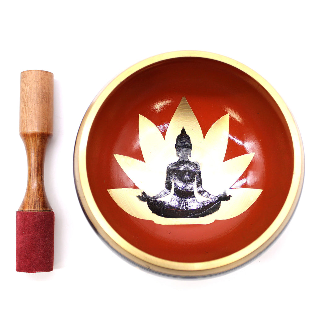 Large Buddha Singing Bowl Set - Black/Orange 14cm