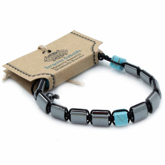 Magnetic Hematite Shamballa Bracelet - With Turquoise