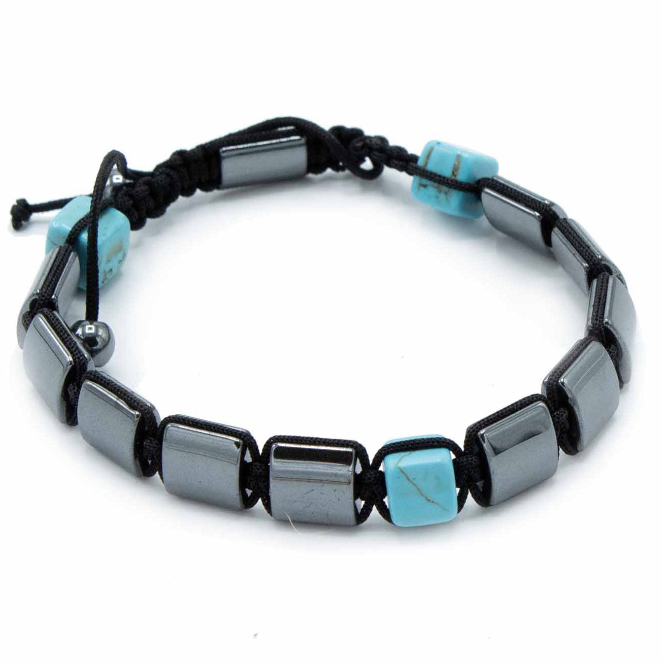 Magnetic Hematite Shamballa Bracelet - With Turquoise