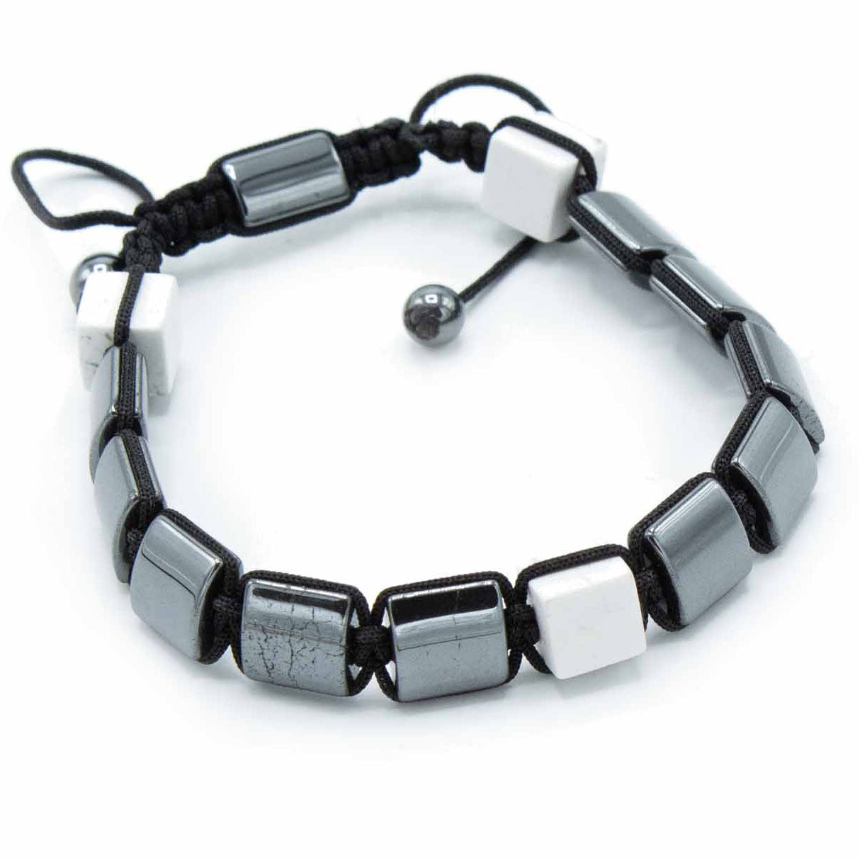 Magnetic Hematite Shamballa Bracelet -  With White Jasper