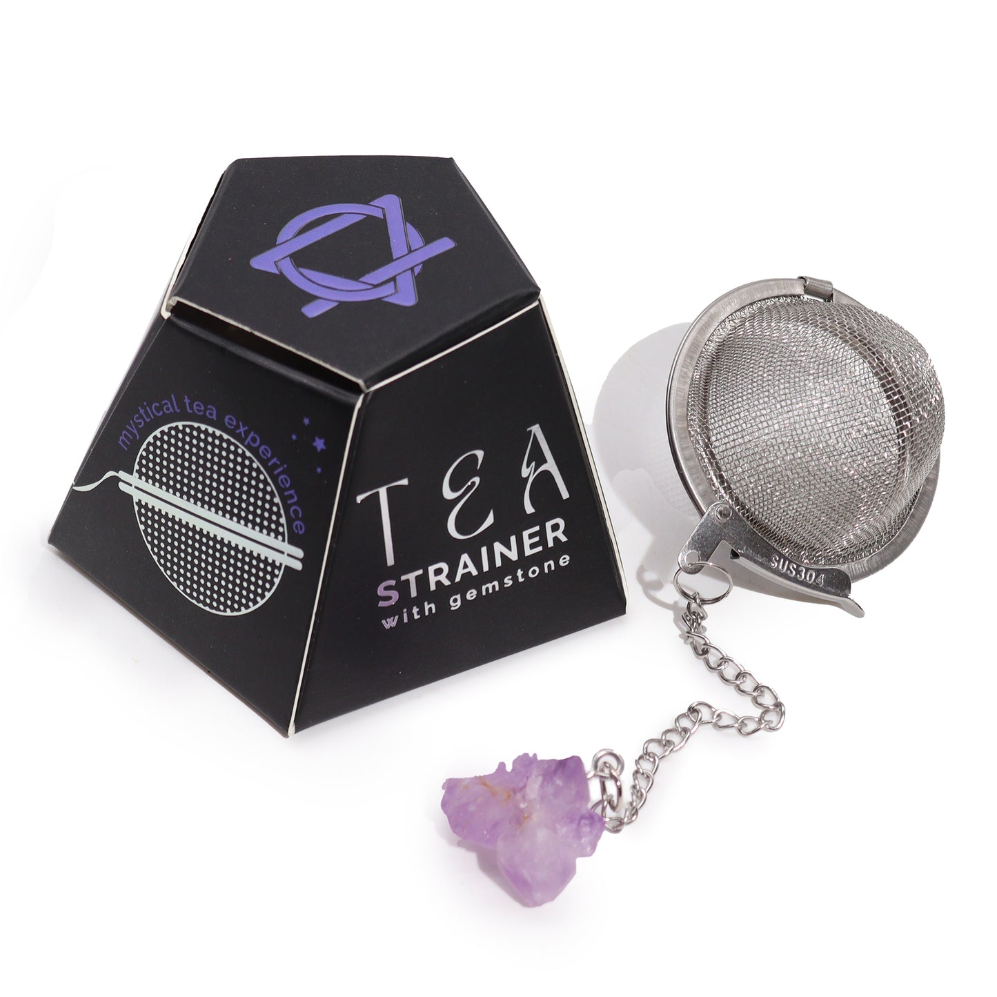 Raw Crystal Gemstone Tea Strainer - Amethyst Cluster