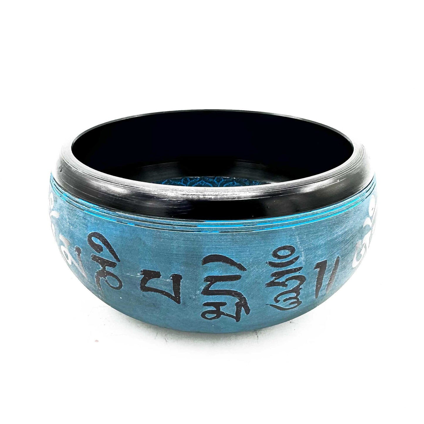 Earth Powder Singing Bowl - Blue Mantra Five Buddha - 16cm