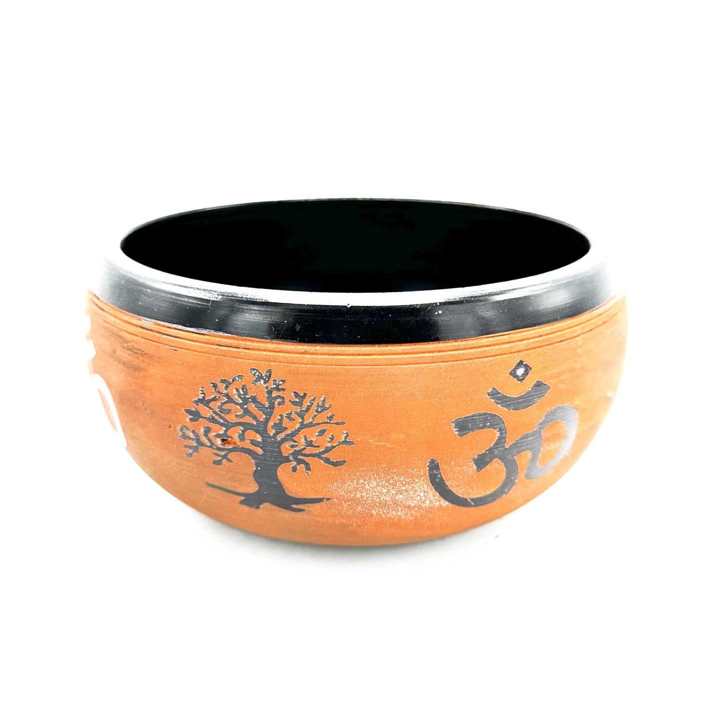 Earth Powder Singing Bowl - Clay Om  Buddha - 16cm