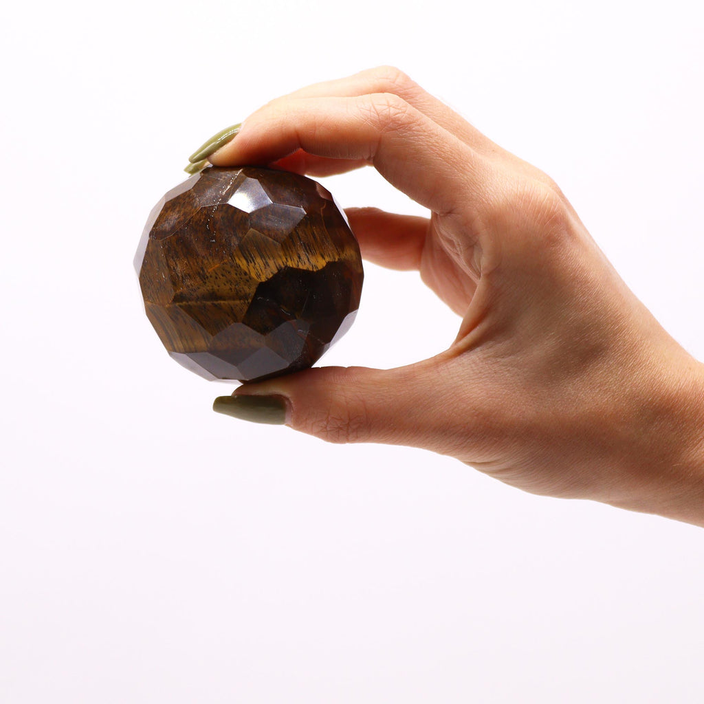 Gemstone Faceted Healing Ball & Stand - Tiger Eye