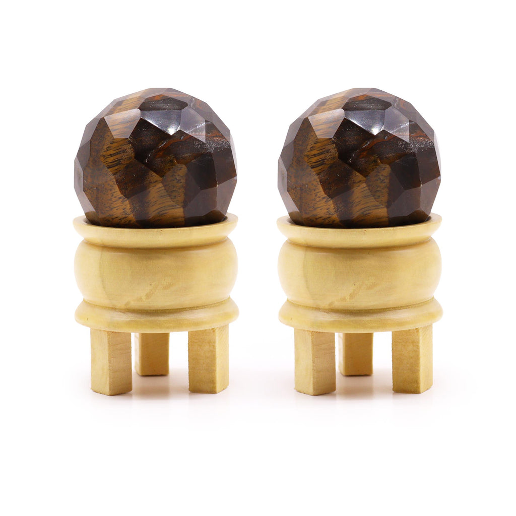 Gemstone Faceted Healing Ball & Stand - Tiger Eye