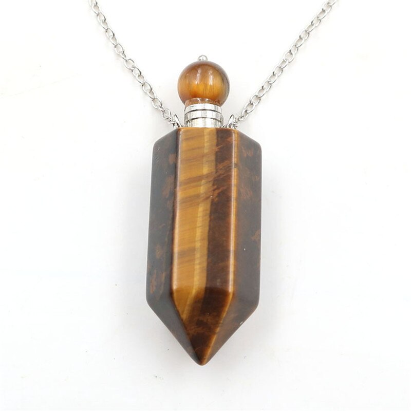 Healing Crystal Point Essential Oil Vial Diffuser Pendant Necklace