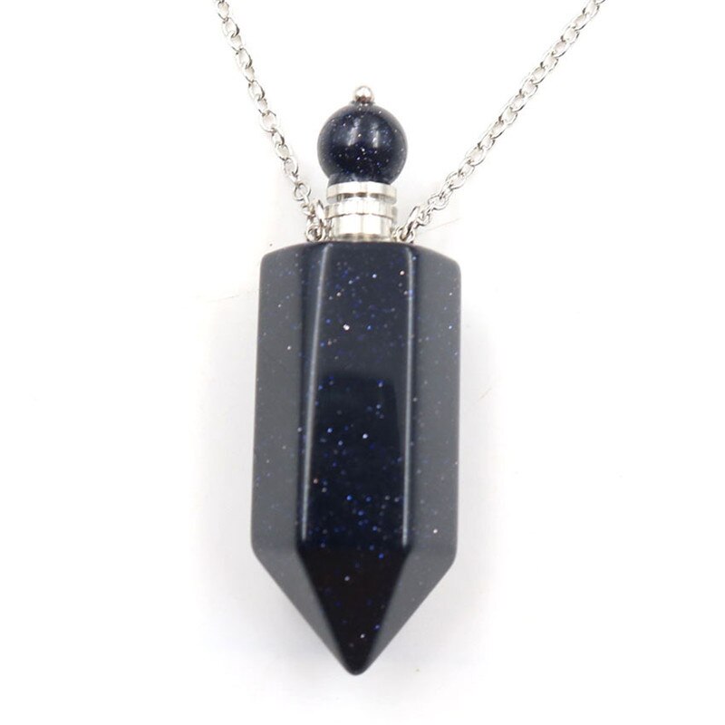 Healing Crystal Point Essential Oil Vial Diffuser Pendant Necklace