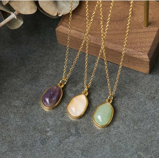 Elegant Natural Stone Oval Pendant