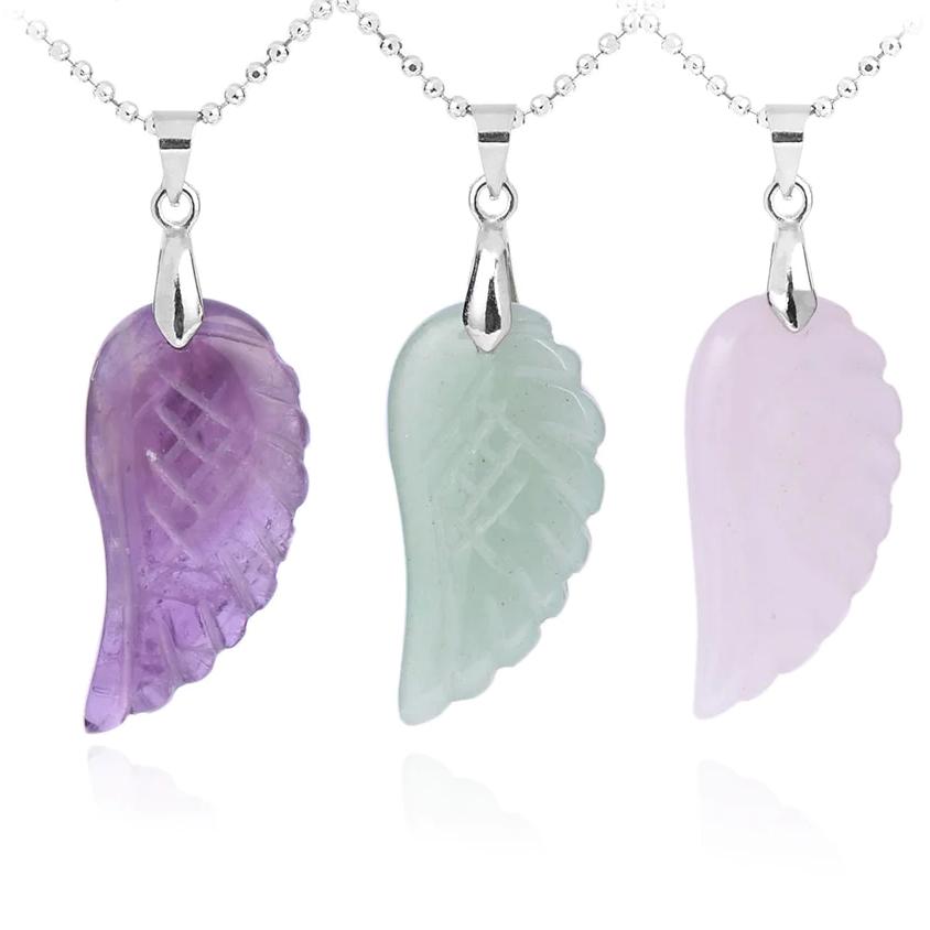 Natural Gemstone Angel Wing Necklace