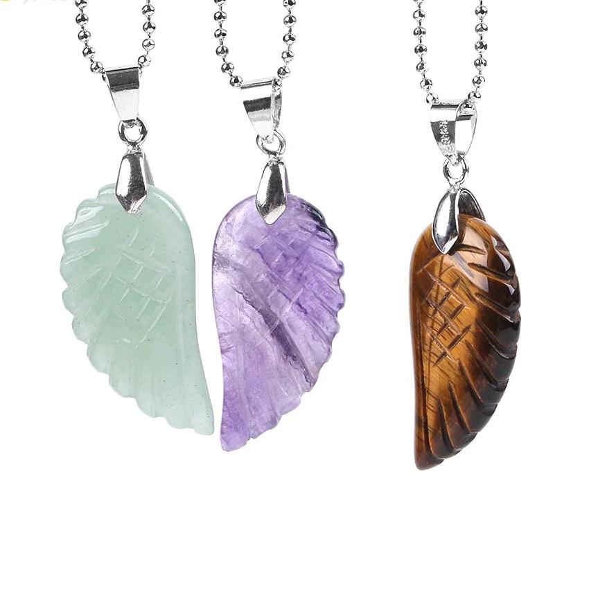 Natural Gemstone Angel Wing Necklace