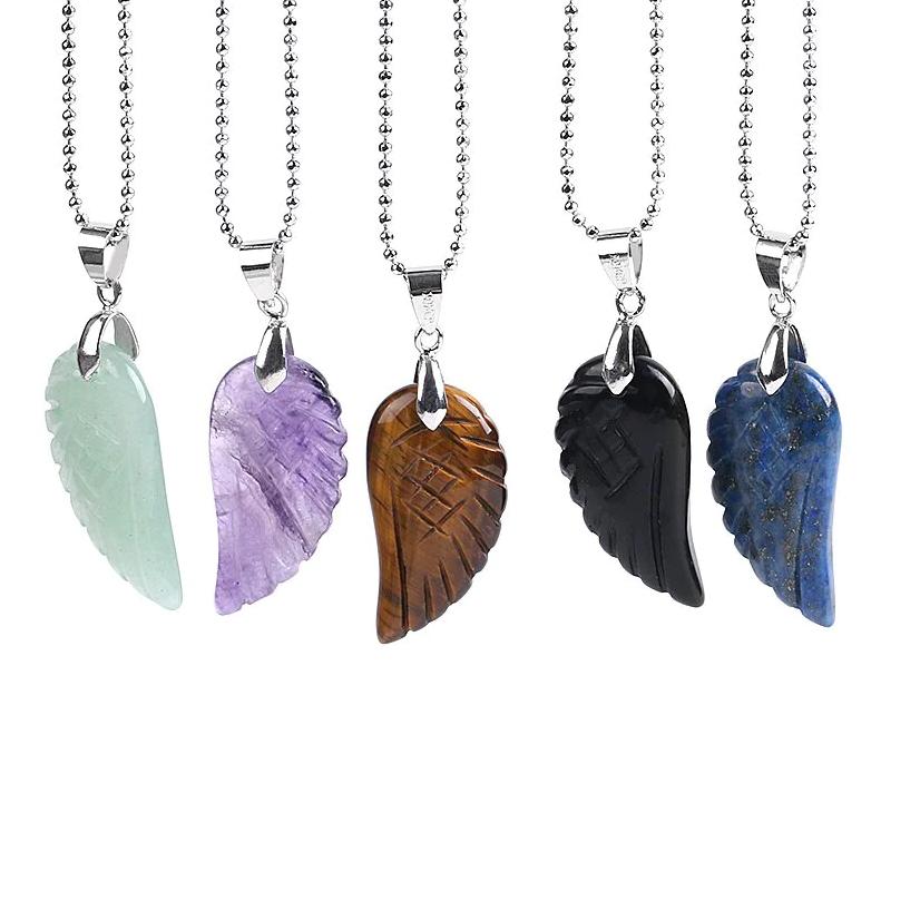 Natural Gemstone Angel Wing Necklace